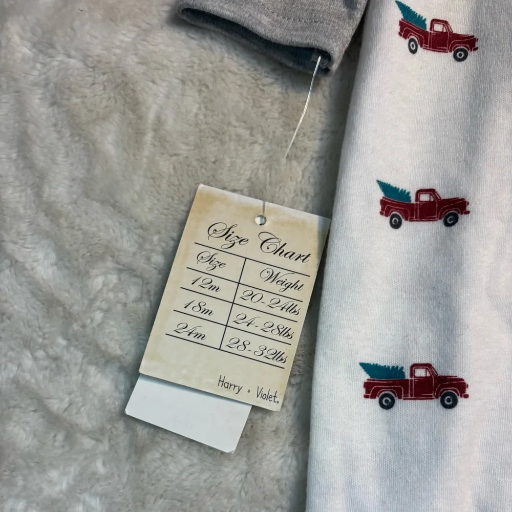 NWT Infant SET 18 months Bodysuit White w/Red Trucks & Grey Shirt & Red Slippers